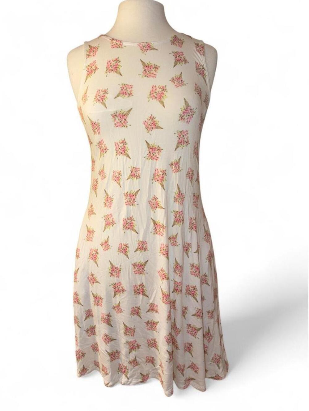 NWT Cupio Cream Sleeveless Mini Dress - Ice Cream Cone Floral Print
